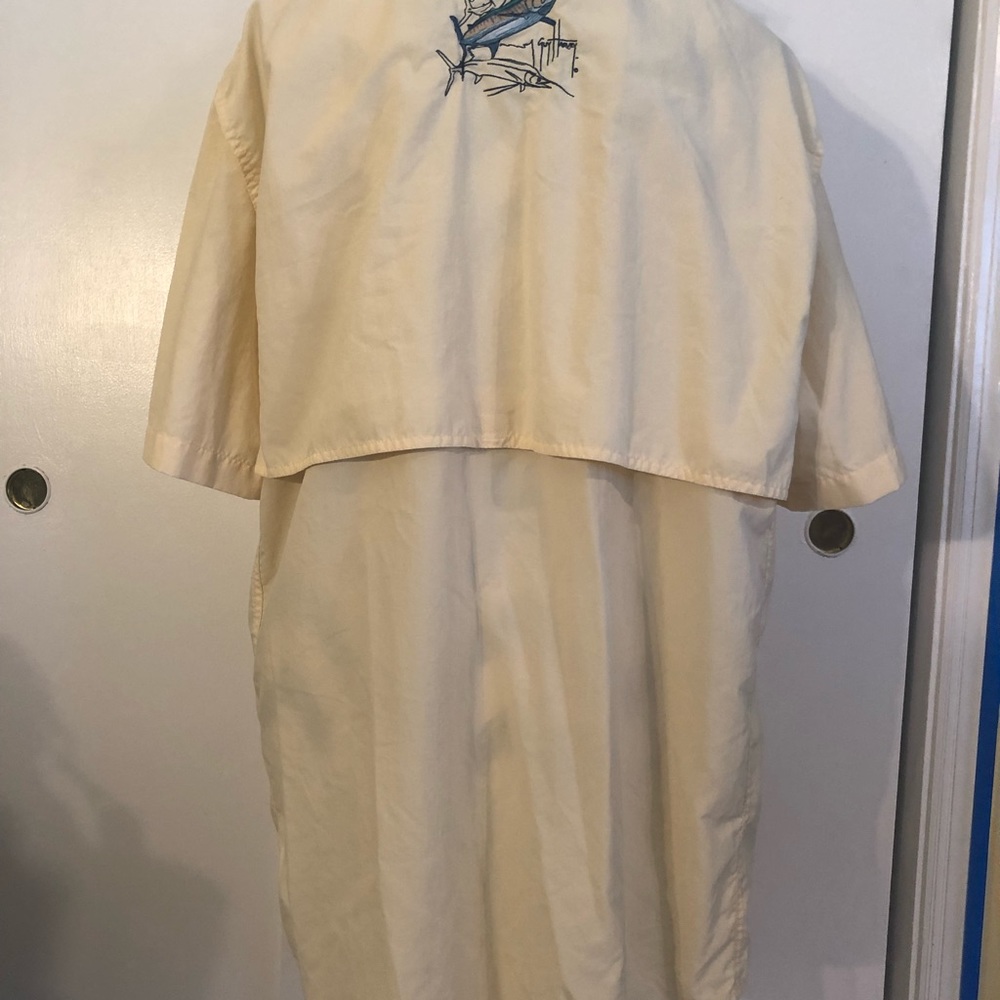 Guy Harvey Yellow Embroidered Back Vented Shirt